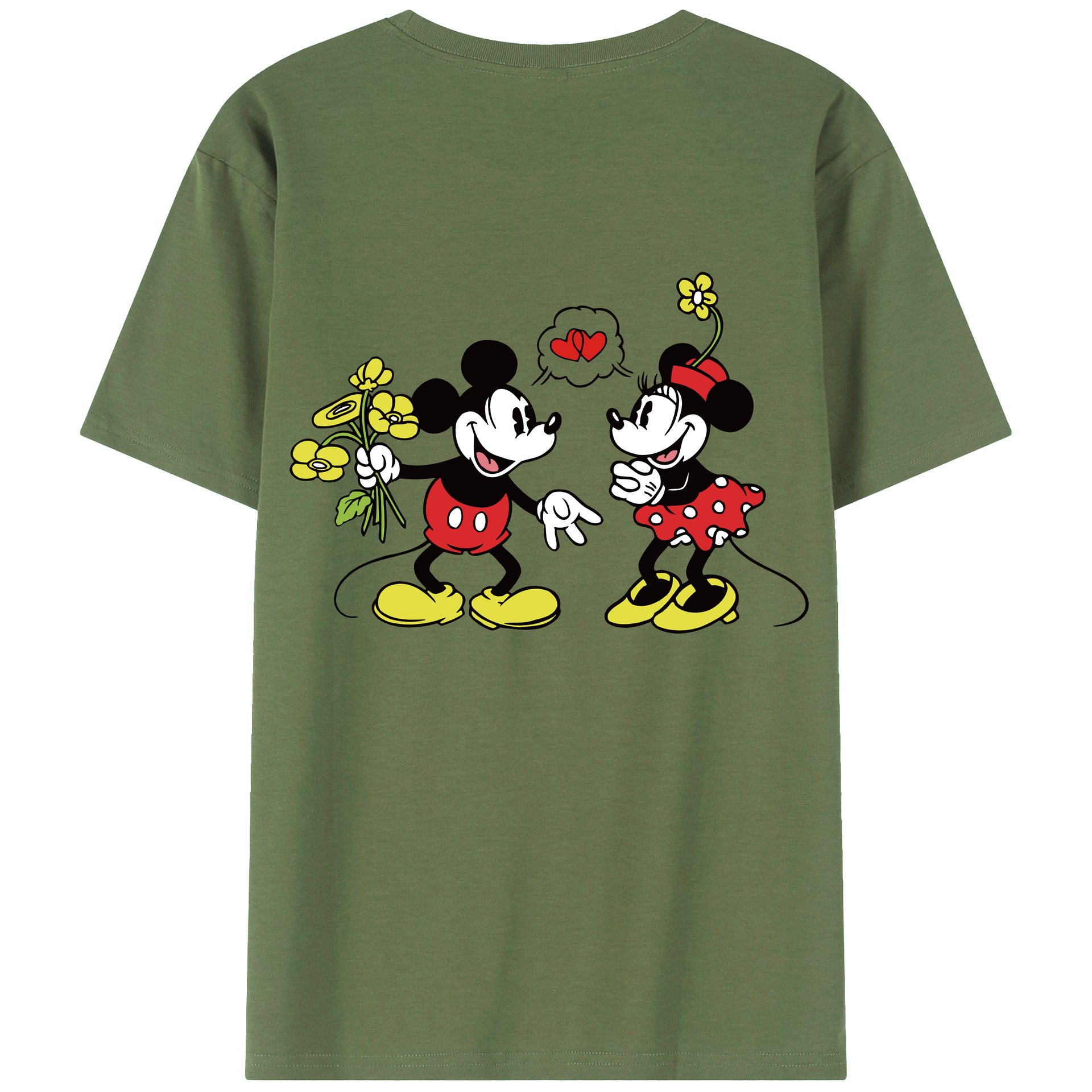 ミッキーマウス Mickey Mouse 綿100％ メンズ半袖Tシャツ（バックプリント） 通気性
